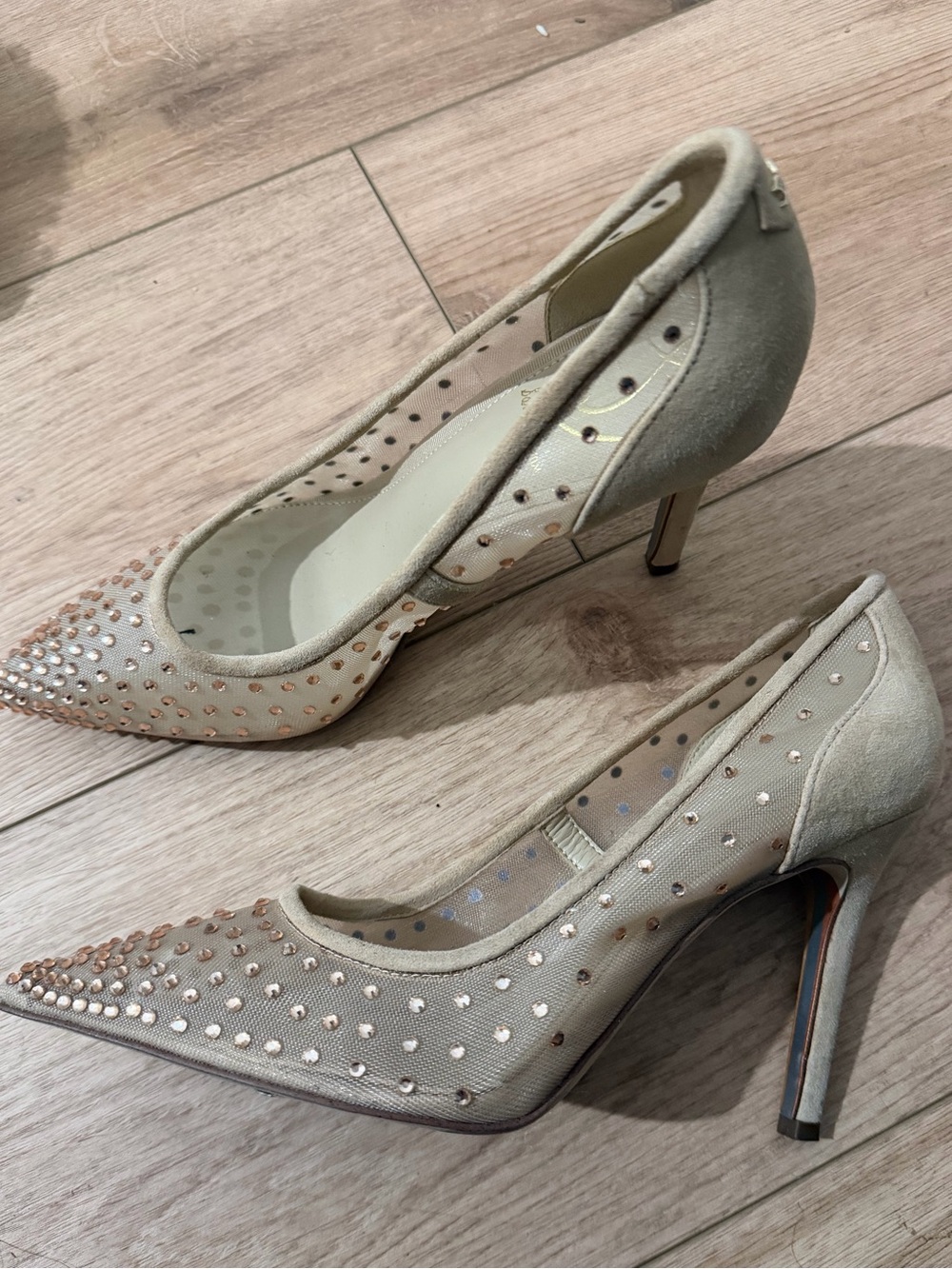 Sam Edelman Nude Embellished Pointed-Toe Pumps - Picture 2 of 3